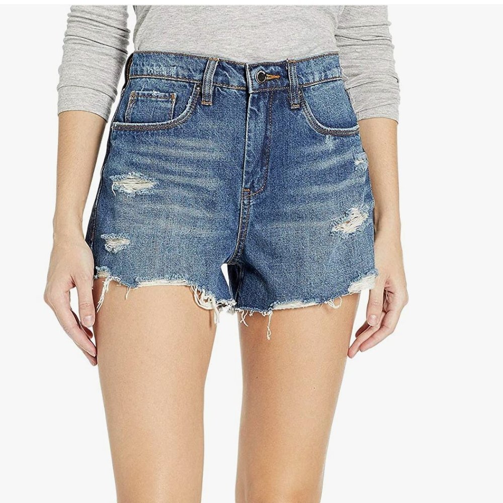 NWT Blank NYC The Barrow High-Rise Distressed Shorts in After Shock